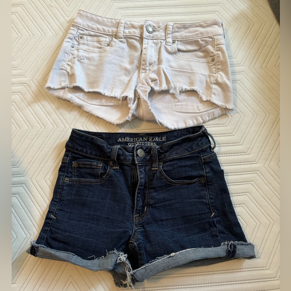 $15 for both pair! Size 2 American Eagle Jean shorts